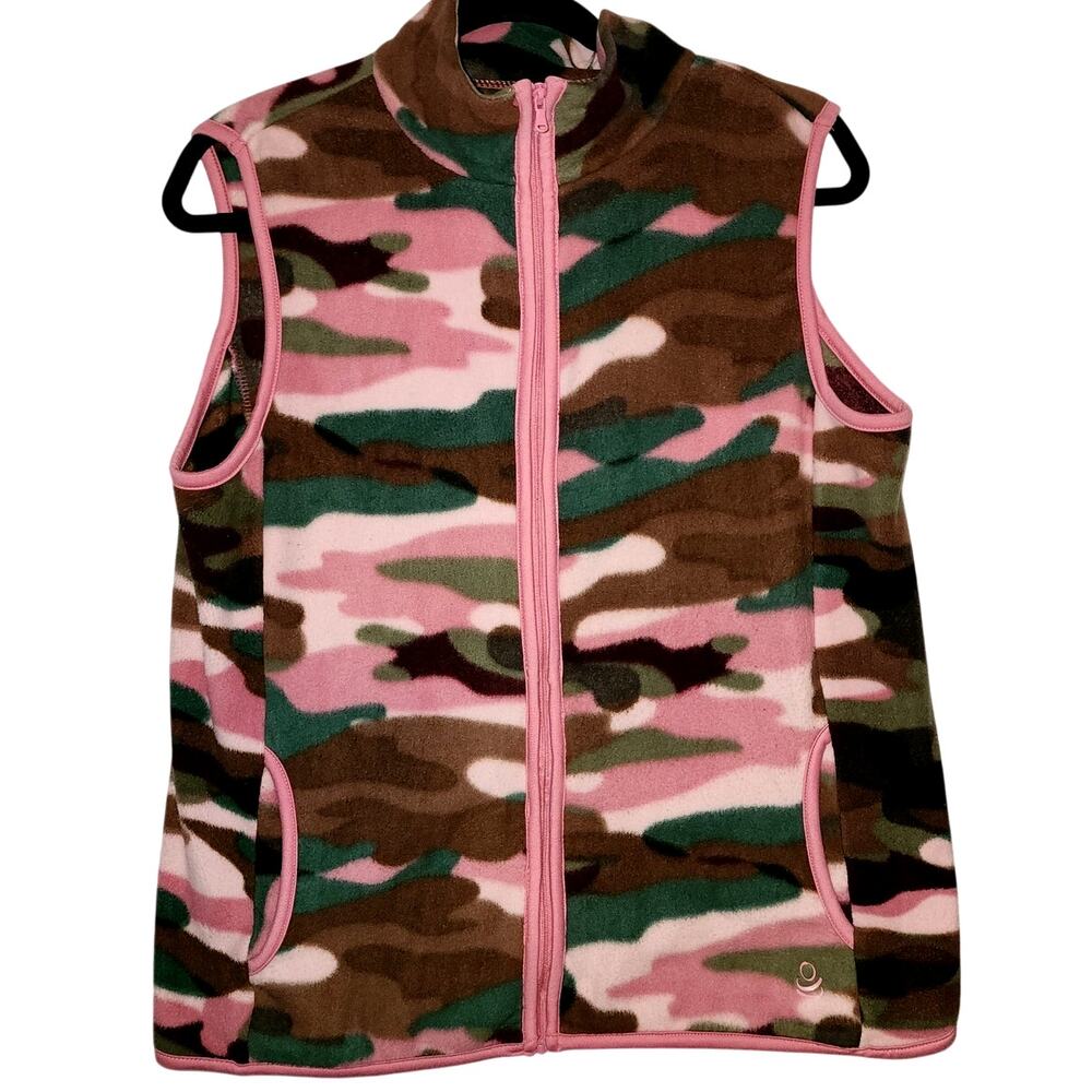 Cuddl Duds Pink Camo Cozy Fleece Vest Size Medium